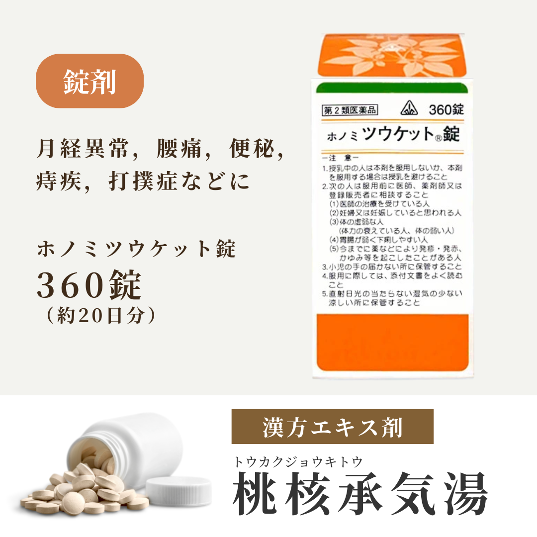 【錠剤】桃核承気湯 とうかくじょうきとう ホノミ ツウケット錠 360錠 20日分